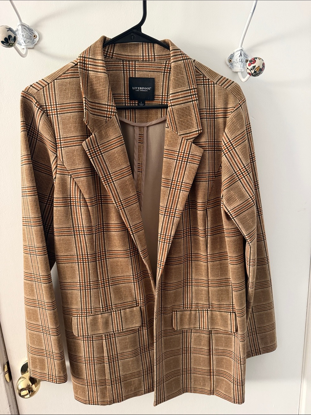 Liverpool Jeans Company Plaid Blazer in Camel Plaid